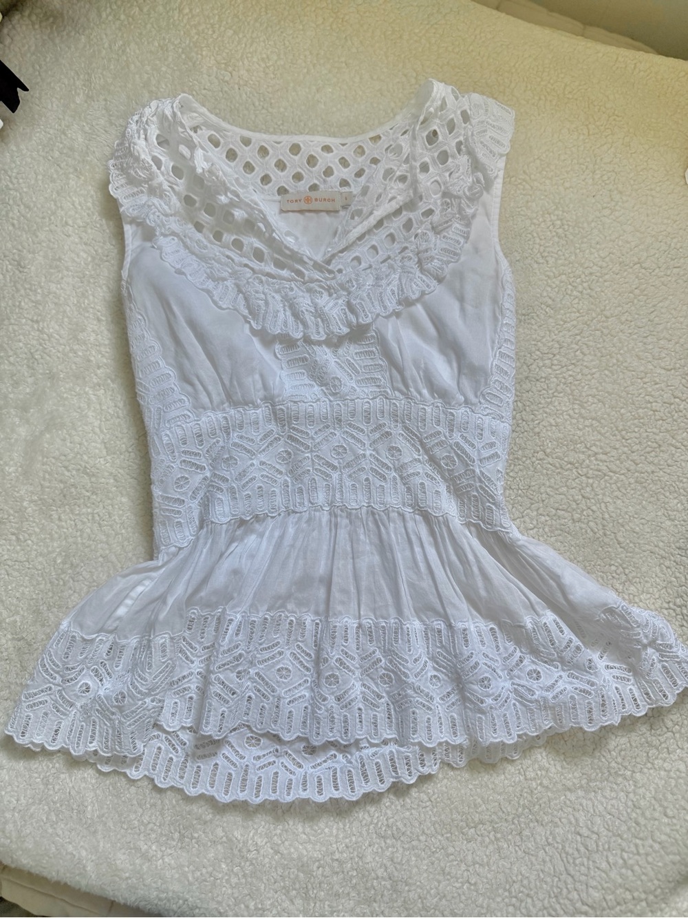 Tory Burch White Eyelet Lace Camisole